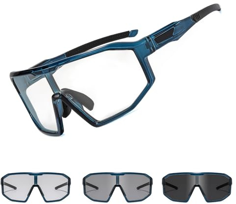 Suertree Selbsttönend Fahrradbrille Photochromatische Herren Damen Sportsonnenbrille Transprante Gläser Klar Radsport Radfahren MTB