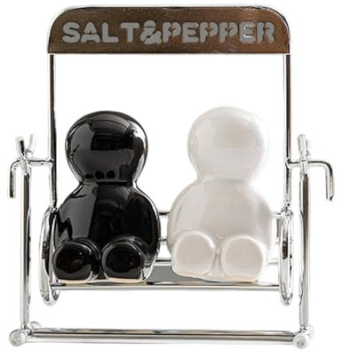Ceramic Salt and Pepper Shaker with Swing Top Design Leak Proof Kitchens Countertops Decors for Home Cooking Essential Swing Figure Kitchens Jars