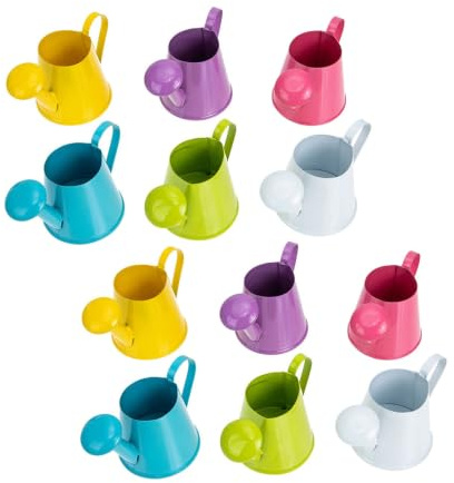 Lot de 12 Mini Arrosoirs en Fer, Format Miniature pour Maison | Finition Soignée, Forme Réaliste et Coloris Vifs, Usage Décoratif sur Table, Lot Compact
