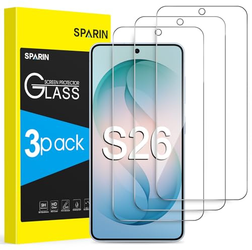 SPARIN für Samsung Galaxy S26 Panzer Schutz Glas, 3 Stück | Fingerabdruck-ID Kompatibel, HD-Klar, 9H Härte, 6,3 zoll, Anti-Kratzen, Ultrabeständig