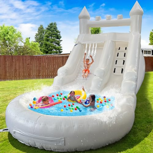 Toboggan aquatique gonflable de qualité commerciale avec piscine pour enfants et adultes (avec souffleur inclus), utilisation humide et sèche, amusement estival, 5,3 x 2,7 x 3,6 m