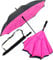 iX-brella Reverse-Regenschirm Automatik- umgedreht zu öffnen - schwarz-neon pink