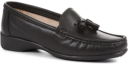 Pavers Womens Leather Tassel Loafers | Loafer Shoe | Block Heel
