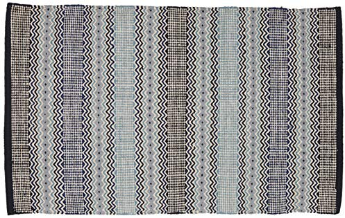 Jute & Co. Teppiche Sorrento Teppich, Dim. 55 x 90 cm., 100% Baumwolle, hellblau, blau, grau, one Size