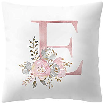 Xmiral Briefe Kissenbezug Weiß Englisch Alphabet Sofakissenbezug 45x45 cm(E)