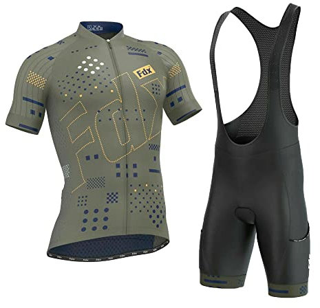 FDX Men’s Summer Cycling Suit Short Sleeve Cycling Jersey with 3D Gel Padded Bib Shorts Set Breathable, Quick Dry All Day Bicycle Clothing Set for Outdoor Riding Sport, Biking Race (Green-M)