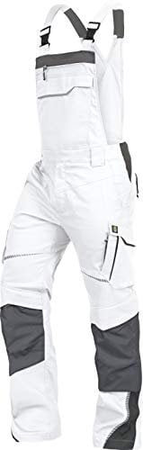 TRIUSO Leib Wächter Flex-Line Herren Latzhose flexibel mit Spandex (weiß/grau, 110)