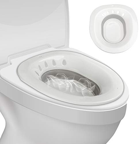 Cymax Sitzbad für Toilett,Faltdesign Sitzbadewanne,Bidetbecken Bidet Faltbar Kunststoff Sitzbäderfür Hämorrhoidenbehandlung,Wochenbettpflege,Damm,Schwangere,Bidet Einsatz für Toilette