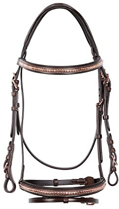 EQUESTRO BRIGLIA CLINCHER ROSE GOLD OHNE REDINI, FULL, dunkelbraun, 1