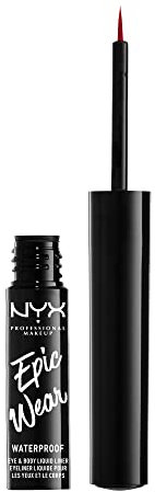 NYX Professional Makeup Epic Wear Semi-Permanent Liquid Liner, Langlebig, Wasserfest, Eyeliner und Body Art für Gesicht und Körper, Mattes Finish, Farbe: 07 Rot