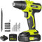 Taladro inalámbrico SnapFresh de 20 V con batería y cargador, juego de taladro eléctrico con 2 velocidades variables, ajuste de par de torsión 21+1, ligero, LED, 43 brocas, juego de taladro de impacto