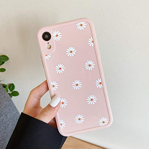 ZTOFERA Custodia Posteriore in TPU per iPhone XR, Custodia Morbida in Silicone Lucido con Motivo Margherita, Cover Protettiva Sottile e Leggera per iPhone XR - Rosa
