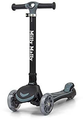 Milly Mally Boogie Dreiroller Balanceroller mit LED Rädern Roller bis 50 kg ab 3 Jahre SCHWARZ