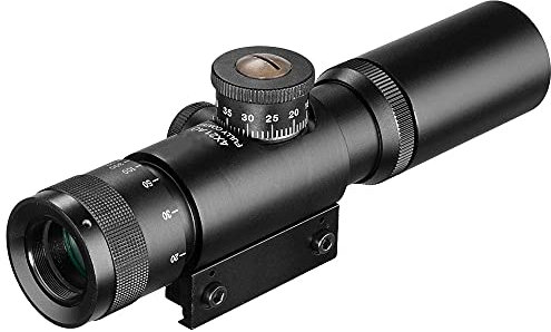 ACEXIER 4X Lunette de Chasse à air comprimé compacte Lunette de visée Optique Tactique Lunette de visée à réticule gravée avec Capuchons d'objectif Ouverts