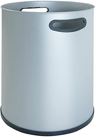 OFITURIA® Papelera de Interior con Asas Metálica Capacidad 27 litros Color Plata Multiusos Ideal para Escritorio y Oficina