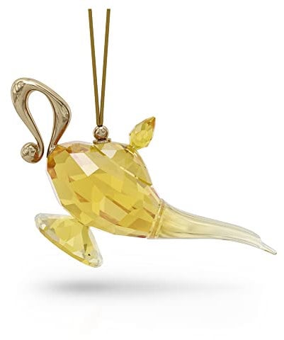 Swarovski Aladdin Decorazione Lampada Magica, Oggetto Decorativo da Aladino della Disney in CristalliSwarovski , Metallo e Nastro di Raso, Giallo