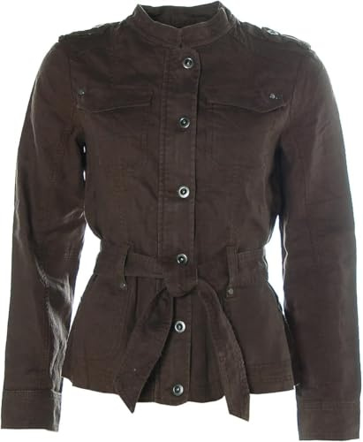ESPRIT Damen Jacke mit Gürtel Leinen (Braun, 40)