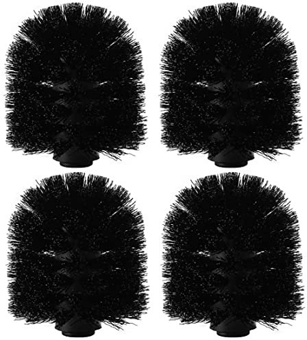 WC Bürstenkopf 4er Set, Toilettenbürsten mit Gewinde 12 mm, Toilettenbürste Klobürste Ersatzbürstenkopf Durchmesser 8 cm, Kunststoff schwarz