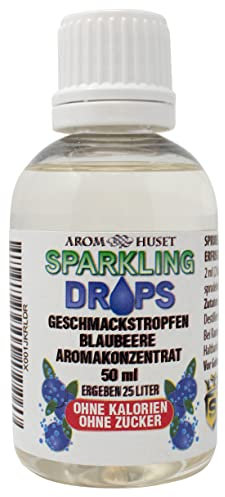 Blaubeer-Konzentrat-Drops | 1 Flasche 50 ml ergibt 25 Liter | hochkonzentriertes Aroma ohne Zucker | für Wassersprudler | prickelnd | Fertiggetränk
