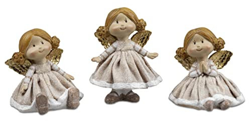 formano Deko Figur Engel 8-9cm cremefarben m. Glitter Winterzeit Sortiert je nach Verfügbarkeit