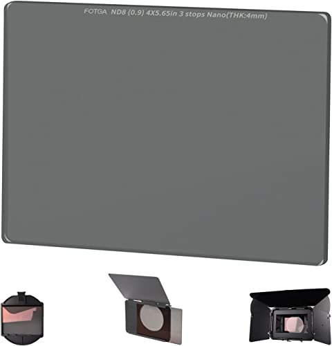 Hersmay 4 filtri ND da 5,65, 4 mm di spessore, filtro neutro ND Square, filtro a densità neutra in vetro ottico per 4 x 5,65 pollici, Matte Box & Filter Tray, ND8 (0,9) 3 stop