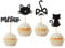 24 Stück Katze und Miau Tortendeko Schwarz Glitzer Kätzchen Katze Cupcke Toppers Cat Kuchen Deko Katze Liebhaber Kätzchen Thema Baby Dusche Kinder Geburtstag Party Kuchen Dekorationen Schwarz
