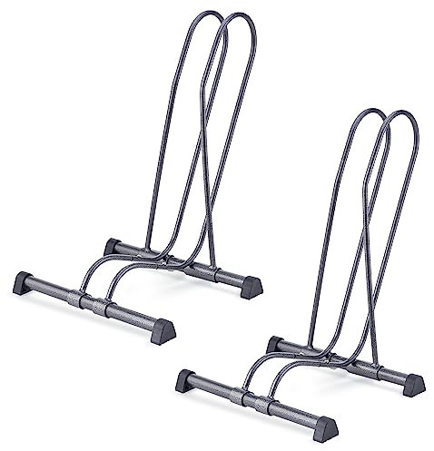 Single Bike Stand Floor by Delta Cycle (2-Pack) - Tool-Free Adjustable Bike Racks for Mountain, Fat Tire, Road Bikes, Freestanding Bicycle Rack for Garage Parking