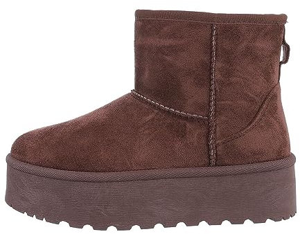 Ital Design Damenschuhe Stiefeletten Plateaustiefeletten, 88-61-, Textil, Braun, Gr. 38