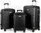 TANTOMI Kofferset 3 Teilig Hartschale aus ABS+PC – Reisekoffer mit 4 Drehbaren Rollen (360°), Trolleys mit Aluminium-Teleskopstange und 3 Stelige-Zahlenschloss (Gepäck-Sets–M-L-XL, Schwarz)