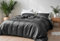 LINENWALAS Bamboo Bed Linen Set, Premium Bamboo Silk Duvet Cover Set with Pillowcase, 2-Piece Bedding Set, 155 x 220 cm Luxury, Soft, Cooling Quilt Cover (Charcoal Grey)