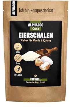 alphazoo Poudre de coquille d'œuf 250 g pour chien et chat, source naturelle de calcium pour soutenir les os et les dents, calcium pour le barf