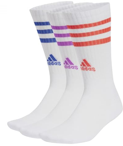 adidas Unisex Kids' 3STRIPES CUSHIONED SPORTSWEAR CREW SOCKS 3 PAIR PACK, 5.5-7