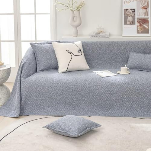 Ayoiow Sofabezug Hussen Bezug Sofa Grau Sofabezug 3 Sitzer Baumwolle Leinen Einfarbig