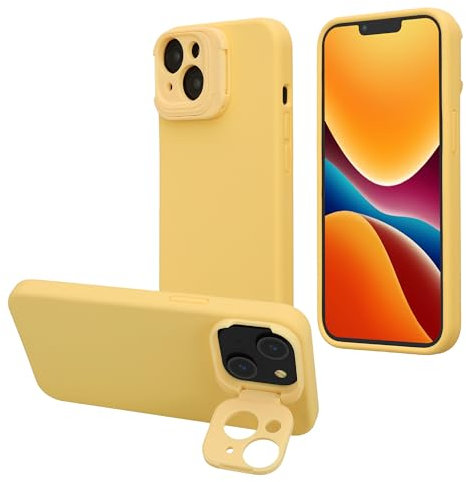 kalibri Hülle kompatibel mit Apple iPhone 14 Hülle - Harte Handyhülle kompatibel mit MagSafe - Premium Case mit Ständer - Strahlend Gelb