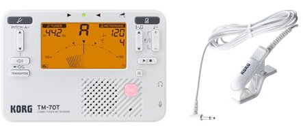 Korg TM70 Kombiniertes Metronom und chromatisches Stimmgerät mit Kontaktmikrofon – Weiß
