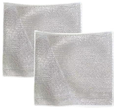 GNALIA Juego de 2 paños Multiusos de Alambre para Lavar Platos en Seco y Mojado, Estropajos de Acero para Limpiar Platos, Estropajos de Cadena de Hierro Fundido
