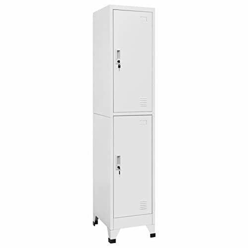 BAZZI Schließfachschrank Abschließbar, Spindschrank mit 2 Fächern, Lagerschrank, Aufbewahrungsschrank 38x45x180 cm, Stahl Wertfachschrank, Metallschrank, Spind, Schließfächer, Kleiderschrank