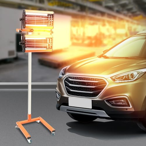Jolre Lacktrockner, Infrarot-Lichthärtungslampe, Infrarot-Trockner, Auto-Infrarotstrahler, Infrarot-Heizung, mobiler Fahrzeug-Lacktrockner, 2 Lampen, 1000W.