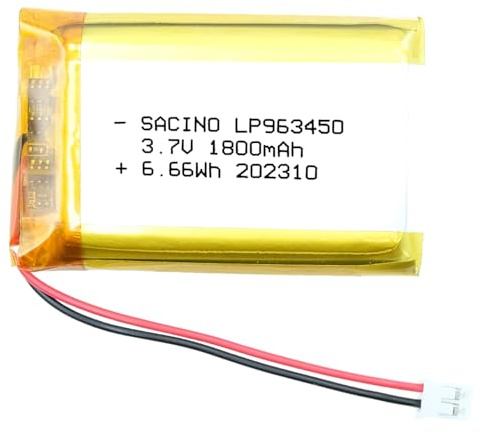 EFASO 3,7 V Lipo Akku 963450 1800 mAh wiederaufladbarer Lithium-Polymer-Akku JST PH2.0-2PIN Stecker PIN Abstand 2 mm