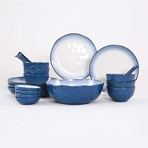 Piatto Piano Set di stoviglie da cucina da 46 pezzi, Piatti Piatti Ciotole, Servizio for 10, Set di piatti da cucina in ceramica resistente Piatti rotondi e ciotole for la casa Piatto da colazione (C