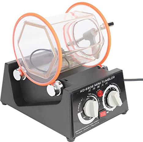 DDNGEJ Vaso pulidor de Joyas, máquina pulidora de Joyas con Capacidad de 3 kg/6,6 Libras con Barril de Vidrio, Mini Vaso pulidor para Joyas, pulidor de Joyas con Control de 5 velocidades,