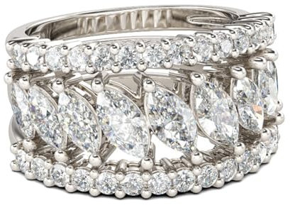 Jeulia Zirkonia Kristall Damenring in Silber Verlobungsring mit Schmuckschatulle Jubiläums Ewigkeitsring für Frauen zum Geburtstag, Weihnachten, Valentinstag (Marquise-Schnitt, 67(21.4))