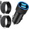 【Apple MFi Certified】iPhone 16 Car Charger Fast Charging, Rombica 4.8A USB Power Cigarette Lighter USB-C Car Charger with 2Pack Tyep-C Braided Cable for iPhone 16 Pro/16 Pro Max/15/15 Pro/Galaxy/Pixel