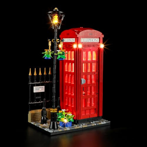 GEAMENT LED Licht-Set Kompatibel mit Lego Rote Londoner Telefonzelle (Red London Telephone Box) - Beleuchtungsset für Ideas 21347 (Modell-Set Nicht enthalten)