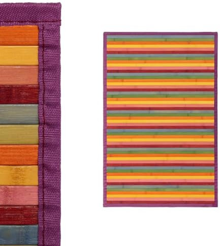 Alfombra Antideslizante, Alfombra de Madera de Bambú, Antimanchas, Resistente a la Humedad, para Salón, Dormitorio, Cocina, Baño, Pasillo (Multicolor)