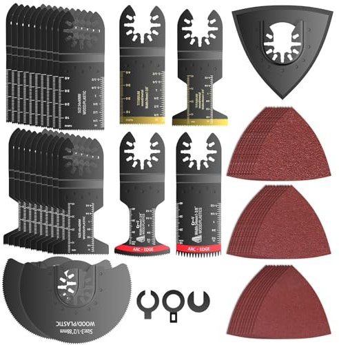 Wothfav Hojas de Sierra Oscilante, 60 Piezas Multiherramienta Oscilante de Titanio, Accesorios para Herramientas Oscilantes, Cuchillas Multiherramienta para Bosch, Dewalt, Black&Decker, Fein, Parkside