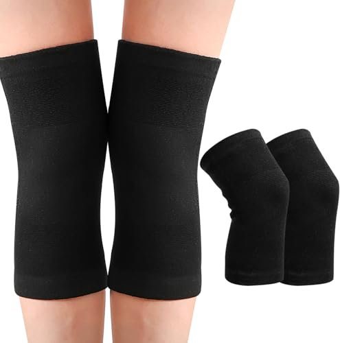 2 gomitiere in bambù con compressione, per ginocchia da uomo, da donna, per ginocchio da donna, per artrosi, ginocchiere da donna, per artrosi, ginocchiere sportive (nero, M)