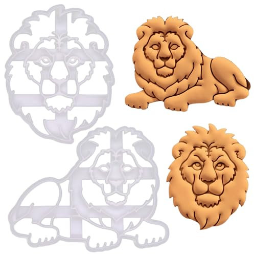 BAKERLOGY Sat von 2 Löwe Ausstechformen - Detailliertes Keksausstecher-Design zum Backen und Basteln, ideal für Fondant, Teig, Ton