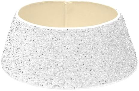 Couvre-Pied de Sapin de Noël à Paillettes, Cache-Pied pour Décoration (Blanc)