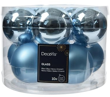 Weihnachtskugeln Glas 6cm x 10 Stück - matt & glänzend - Christbaumkugeln Weihnachtsbaumkugeln für Weihnachten - Christbaumschmuck & Weihnachtsbaumschmuck - Eisblau
